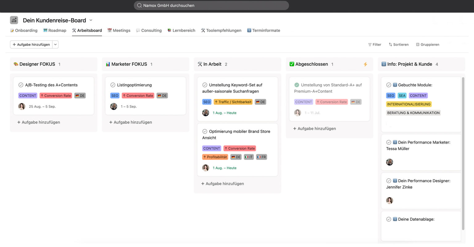 Interaktives Arbeitsboard von Namox